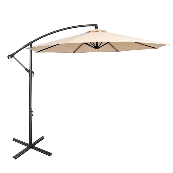 Costway 10 FT Patio Offset Umbrella w/8 Ribs Cross Base Tilt Image 3