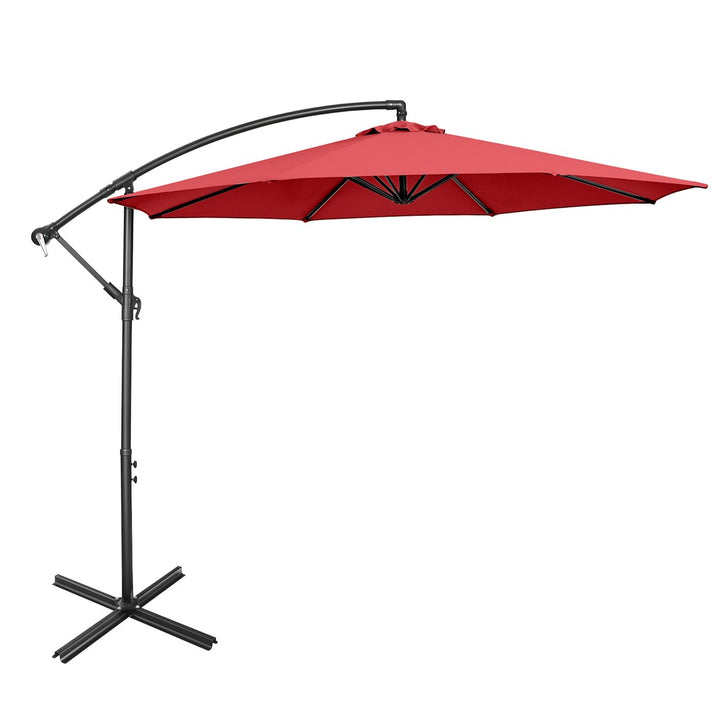 Costway 10 FT Patio Offset Umbrella w/8 Ribs Cross Base Tilt Image 1