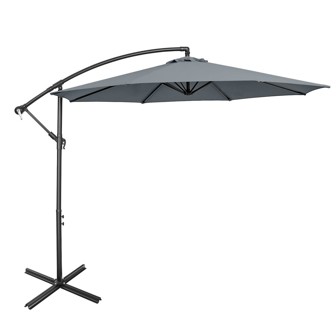 Costway 10 FT Patio Offset Umbrella w/8 Ribs Cross Base Tilt Image 1