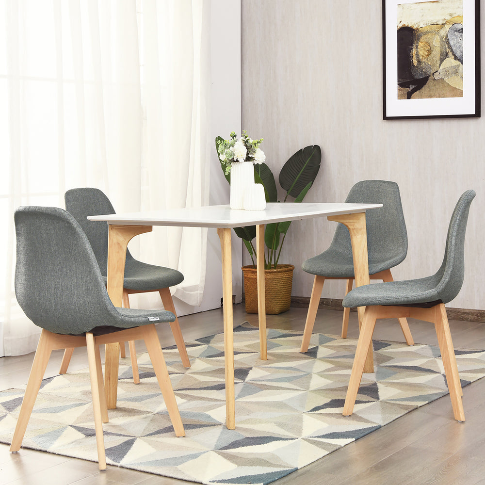 Set of 4 Modern Dining Accent Side Chairs Wood Legs Home Furniture Gray Image 2