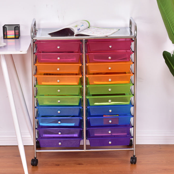 20 Drawer Rolling Storage Cart Scrapbook Paper Office School Organizer Image 3