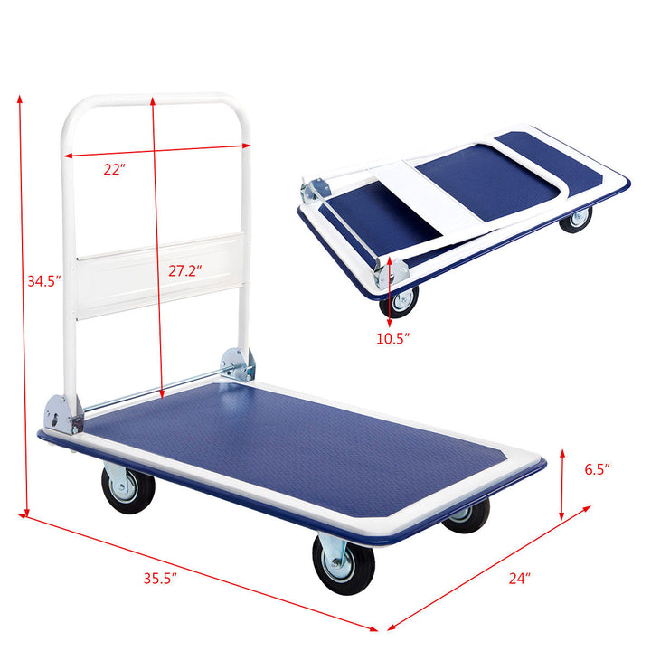 660lbs Platform Cart Dolly Folding Foldable Moving Warehouse Push Hand Truck Image 2