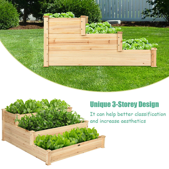 3 Tier Wooden Raised Vegetable Garden Bed Elevated Planter Kit Outdoor Gardening Image 5