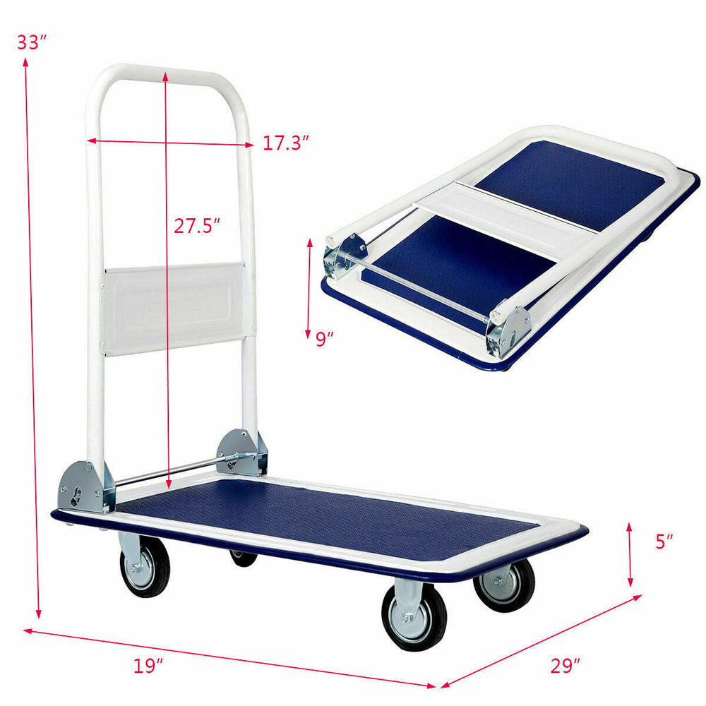 330lbs Platform Cart Dolly Foldable Push Hand iron Image 2