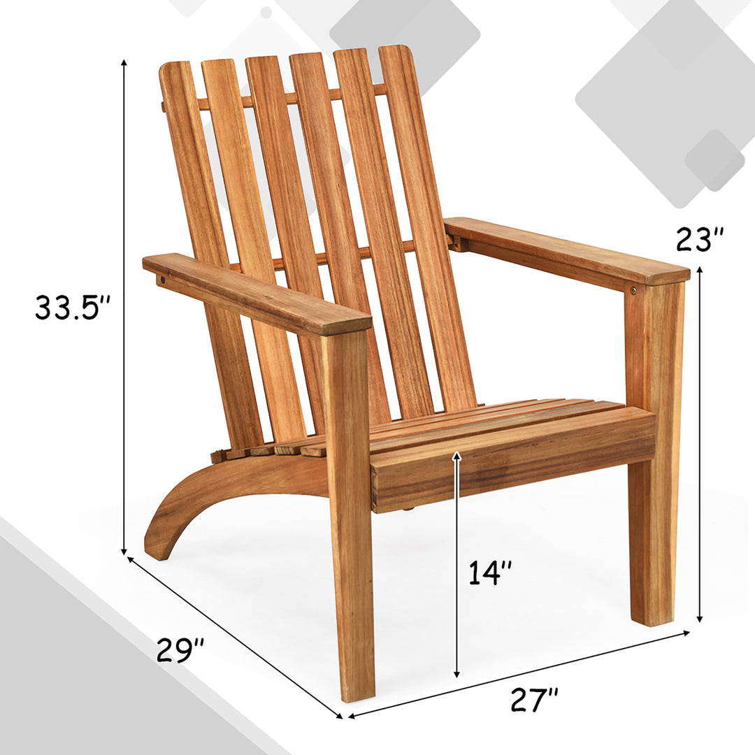 2PCS Patio Acacia Wood Adirondack Chair Lounge Armchair Durable Outdoor Garden Image 3