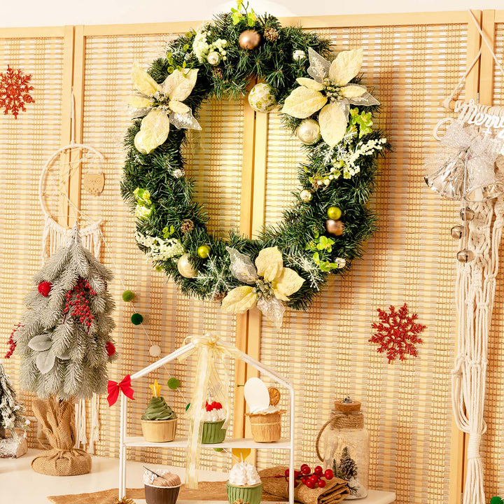 24Pre-lit Artificial Christmas PVC Wreath w/ Mix ed Decorations and Timer Image 3