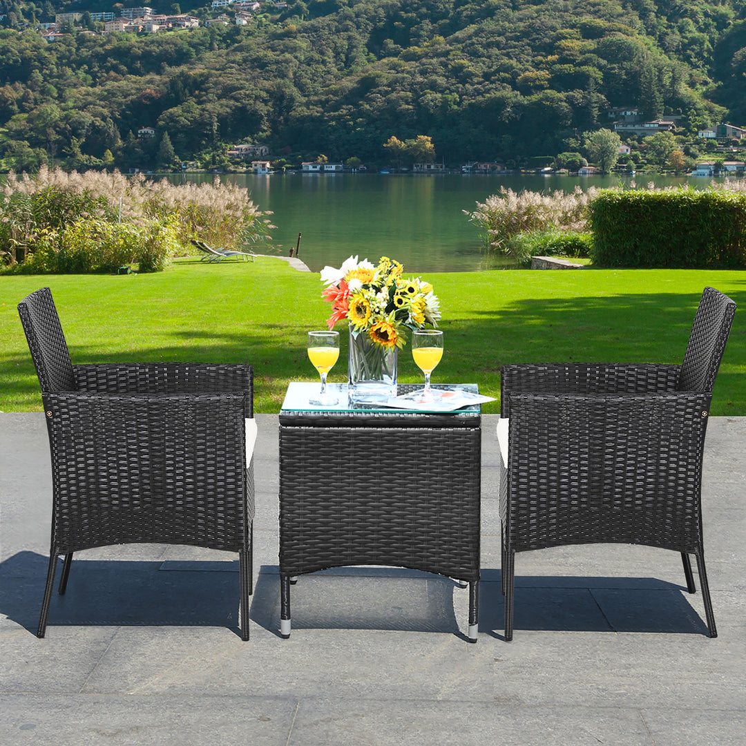 2PCS Chairs Outdoor Patio Rattan Wicker Dining Arm Seat With Cushions Image 3