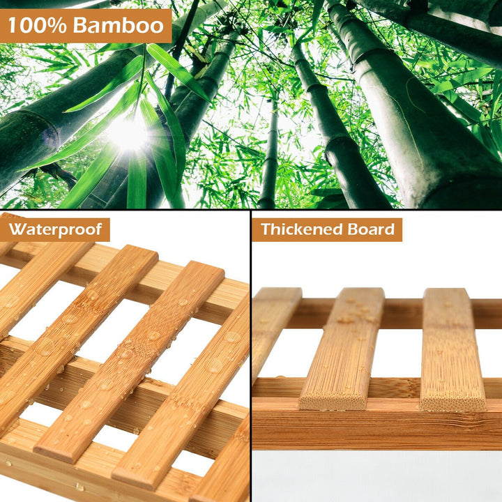 3 Tier Bamboo Hanging Folding Plant Shelf Stand Flower Pot Display Rack Bookcase Image 4