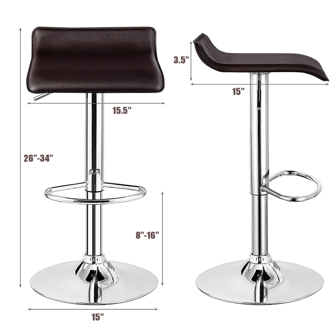 Set of 2 Swivel Bar Stool PU Leather Adjustable Kitchen Counter Bar Chair Coffee Image 2