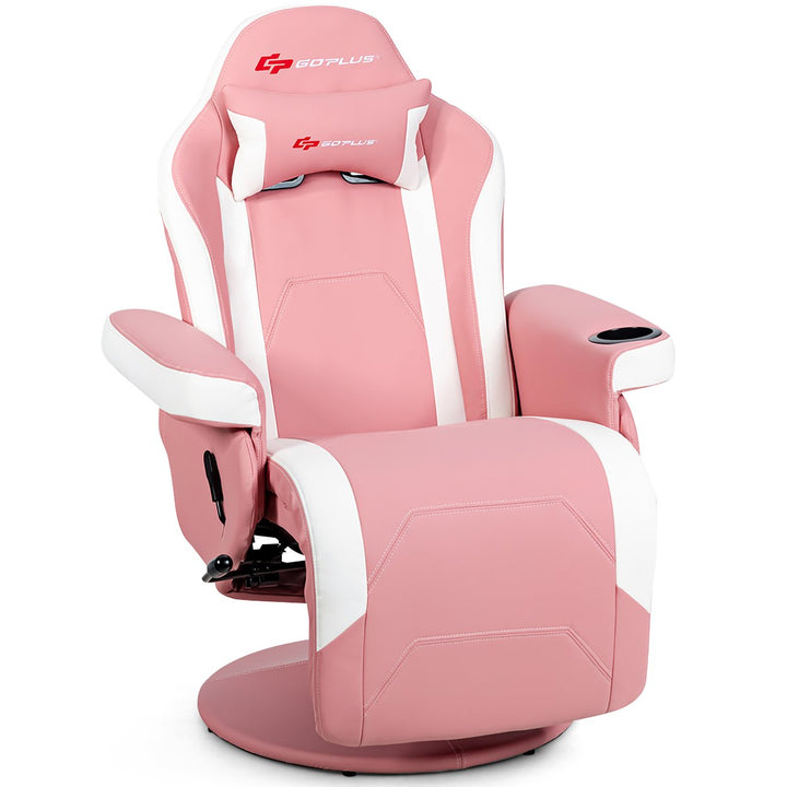 Goplus Massage Gaming Recliner Reclining Racing Chair Swivel BlackGrayBlueRed Pink Image 1