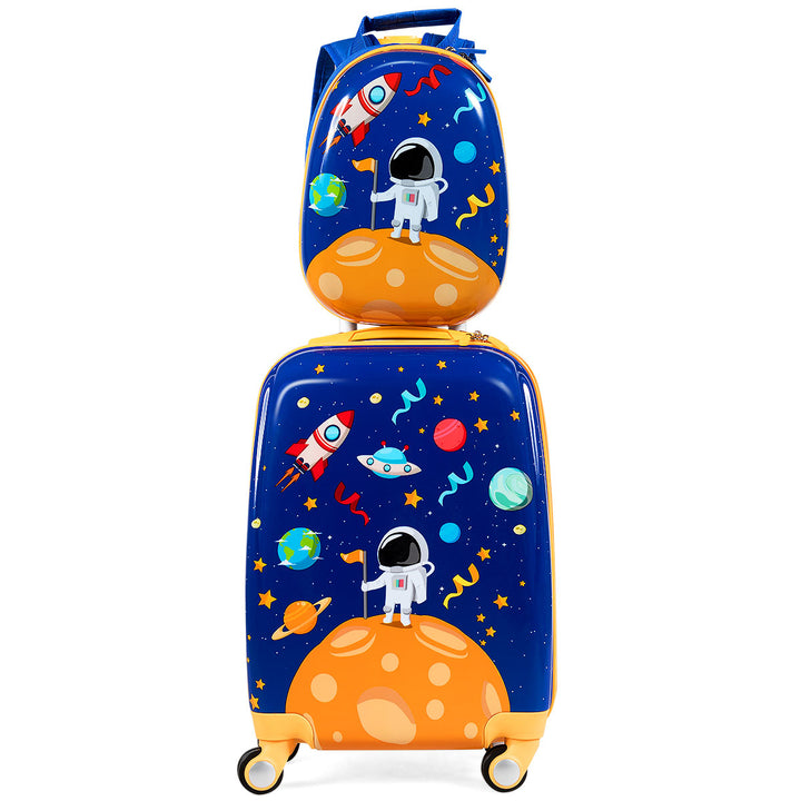 2PC Kids Luggage Set 18 Rolling Suitcase and 12 Backpack Travel ABS Image 4