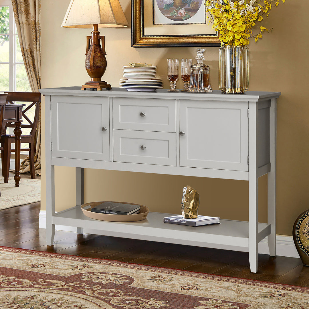 Costway Sideboard Buffet Table Wooden Console Table w/ Drawers and Storage Cabinets Blue/Brown/Gray/Beige Image 3