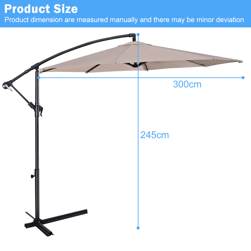 10 Hanging Umbrella Patio Sun Shade Offset Outdoor Market W/t Cross Base Beige Image 2