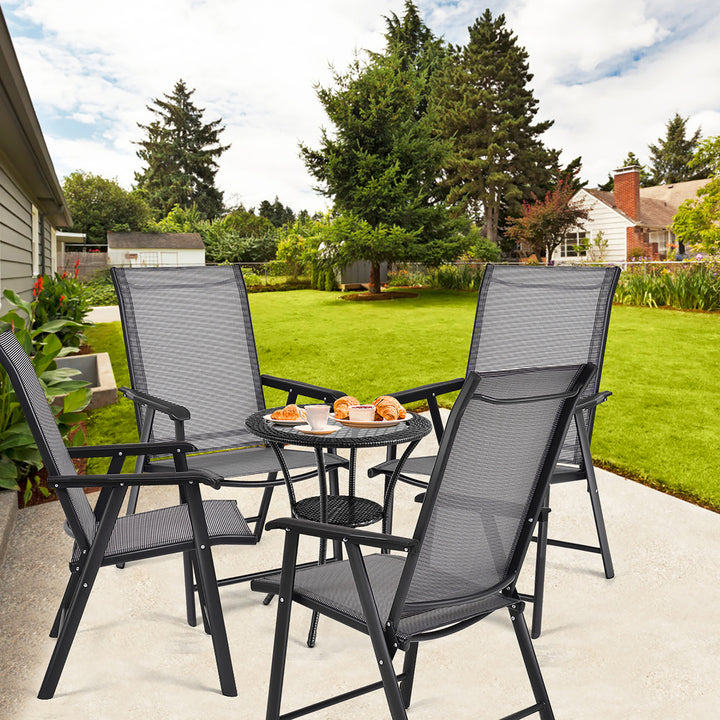 Set of 4 Outdoor Patio Folding Chairs Camping Deck Garden Pool Beach W/Armrest Image 3