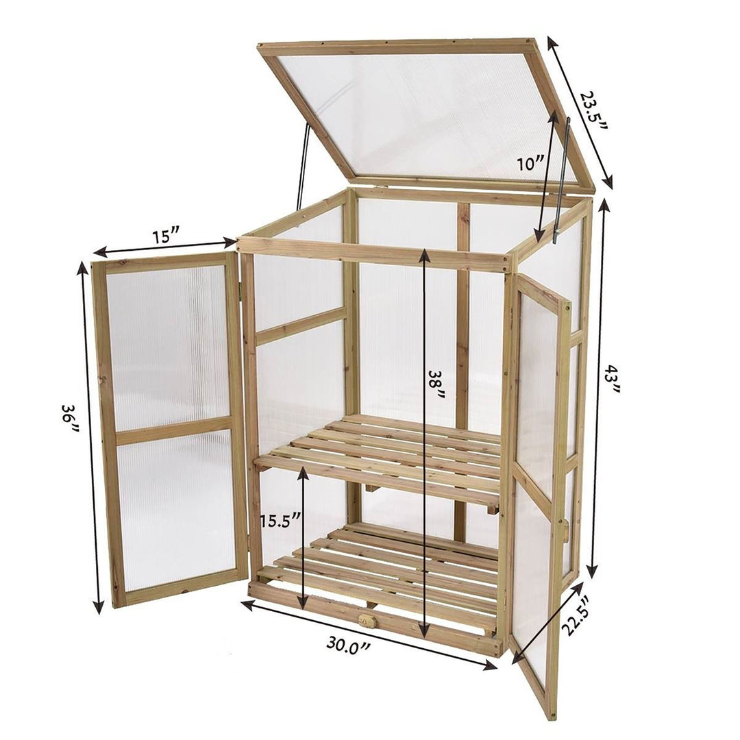 Garden Portable Wooden GreenHouse Cold Frame Raised Plants Shelves Protection Image 3