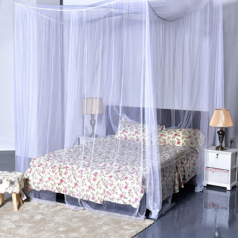 4 Corner Post Bed Canopy Mosquito Net Full Queen King Size Netting Bedding White Image 2