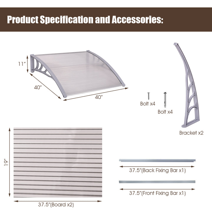 40x 40 Window Awning Door Canopy Outdoor Front Door Image 2