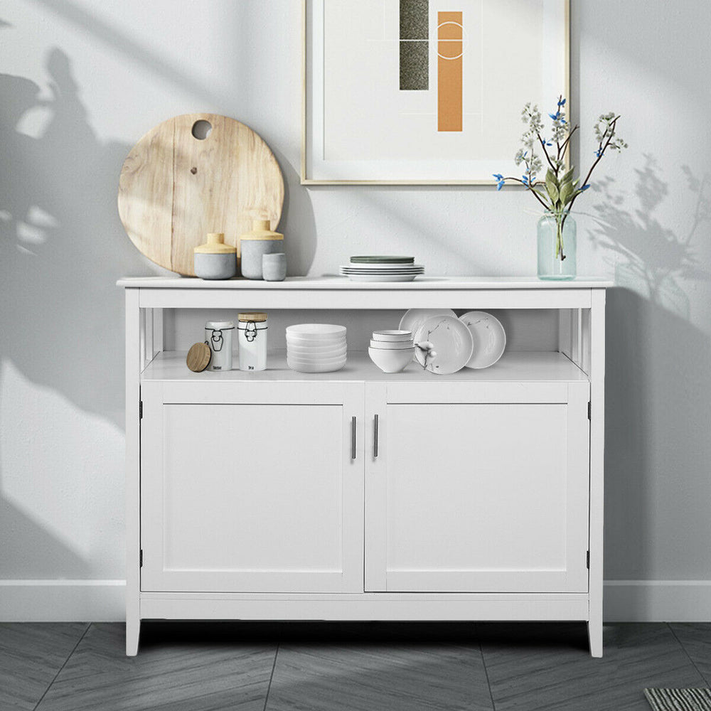 Modern Kitchen Storage Cabinet Buffet Server Table 36" Sideboard Dining Wood White Image 2