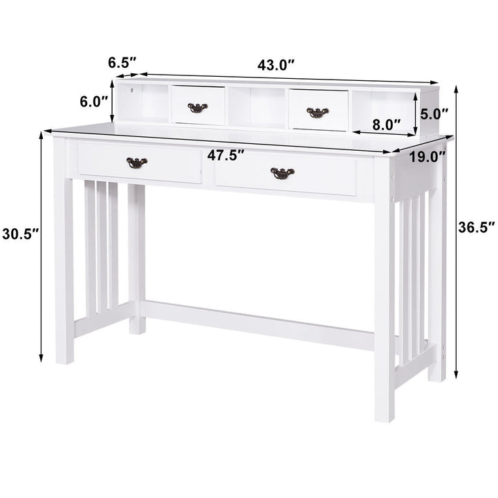 Writing Desk Mission White Home Office Computer Desk 4 Drawer White Image 3