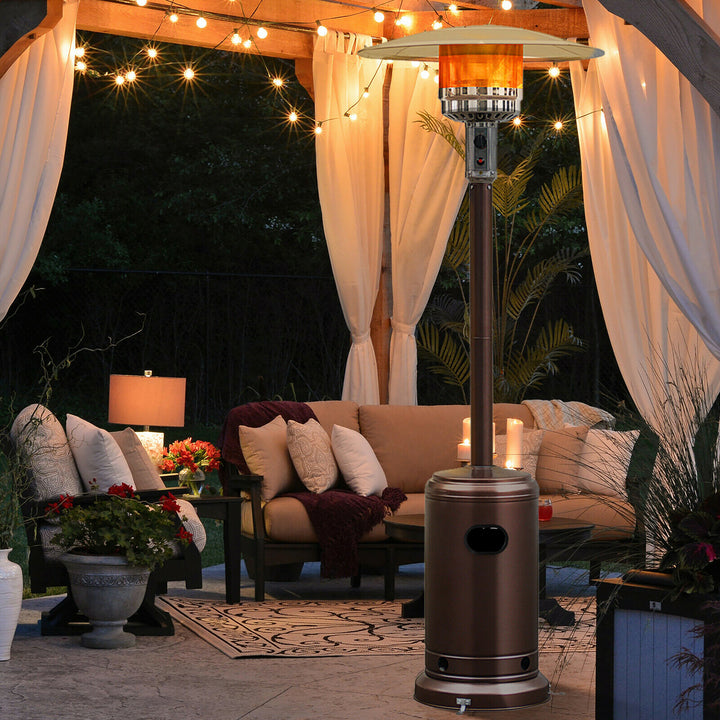 50000 BTU Propane Patio Heater Standing LP Gas Steel W/ Wheels Bronze Image 2