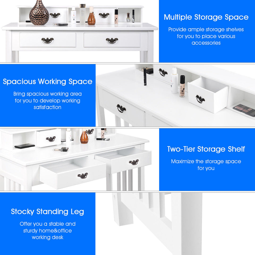 Writing Desk Mission White Home Office Computer Desk 4 Drawer White Image 4