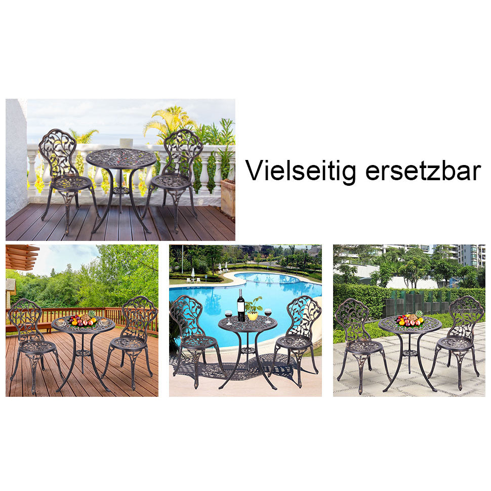 Outdoor Patio Furniture leaf Design Cast Aluminum Bistro Set Antique Copper Image 5