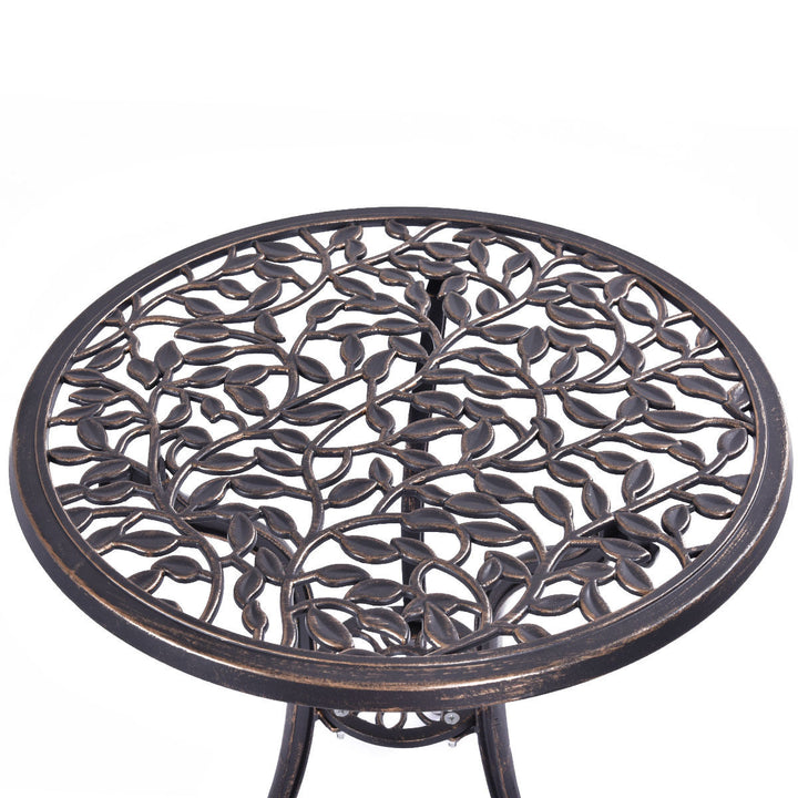 Outdoor Patio Furniture leaf Design Cast Aluminum Bistro Set Antique Copper Image 6