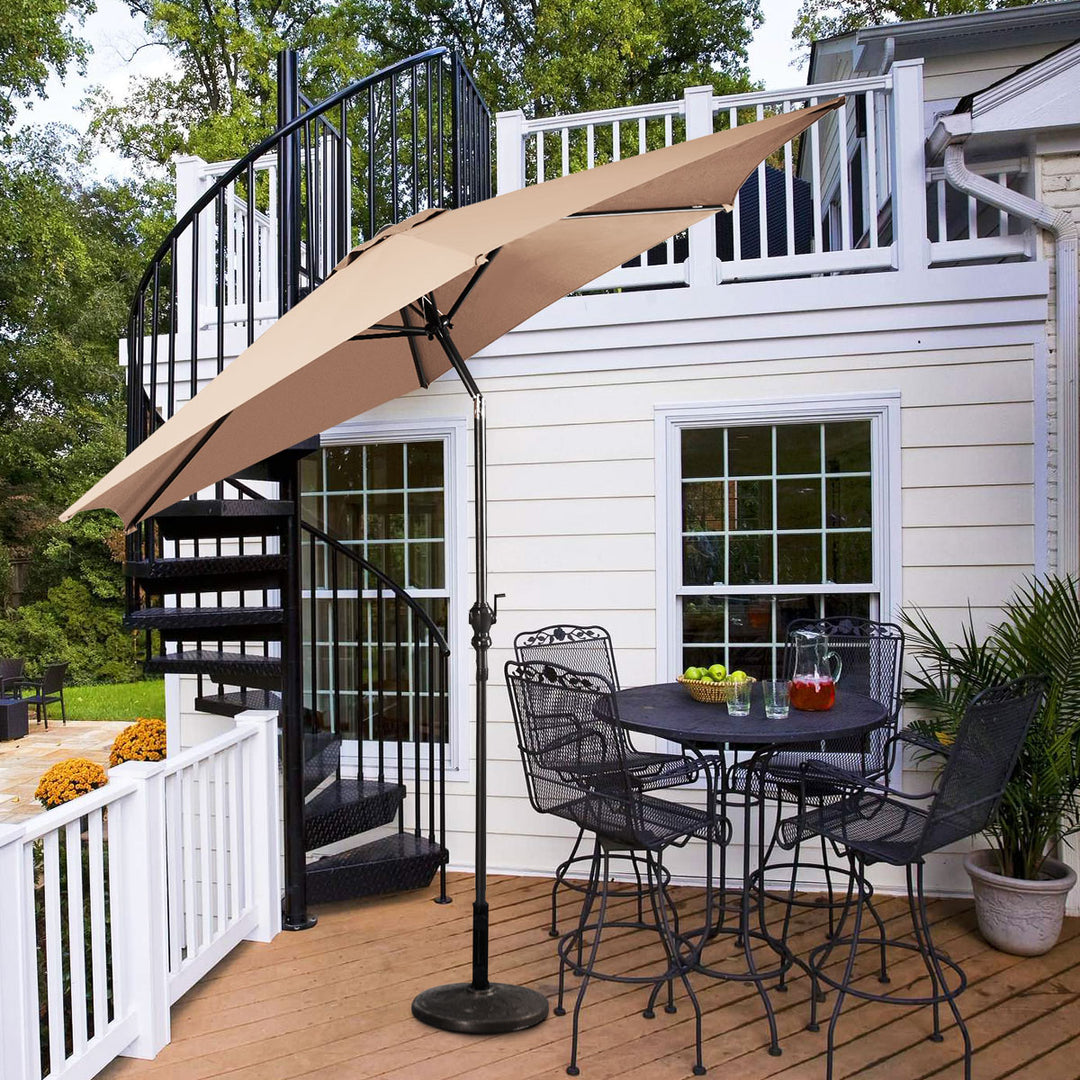 10FT Patio Umbrella 6 Ribs Market Steel Tilt W/Crank Outdoor Garden Beige Image 3