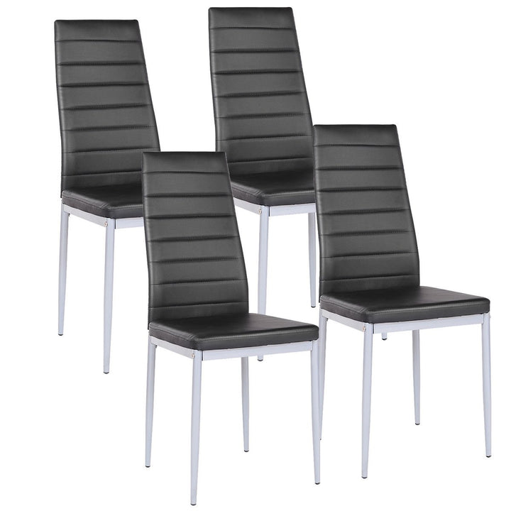 Set of 4 PU Leather Dining Side Chairs Elegant Design Home Furniture Black Contemporary Image 4