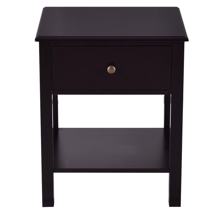 2 PCS Nightstand End Table Storage Display Furniture Drawer Shelf Beside Image 3