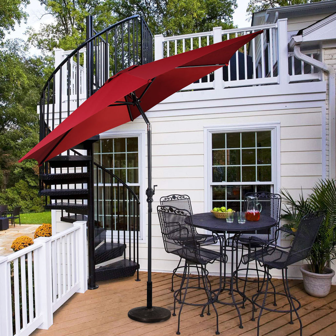 10FT Patio Umbrella 6 Ribs Market Steel Tilt W/ Crank Outdoor Garden Burgundy Image 3