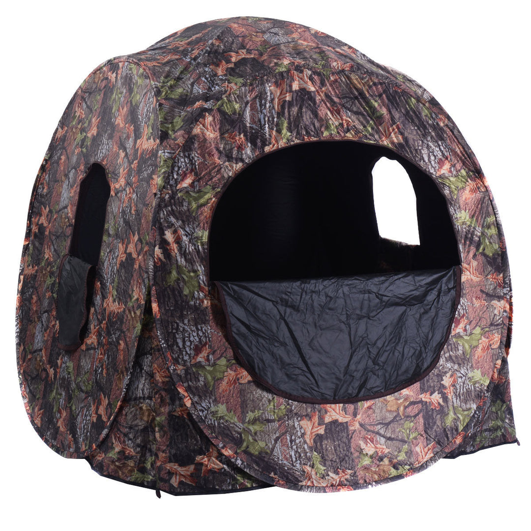 Portable Hunting Blind Pop Up Ground Camo Weather Resistant Hunting Enclosure Image 2