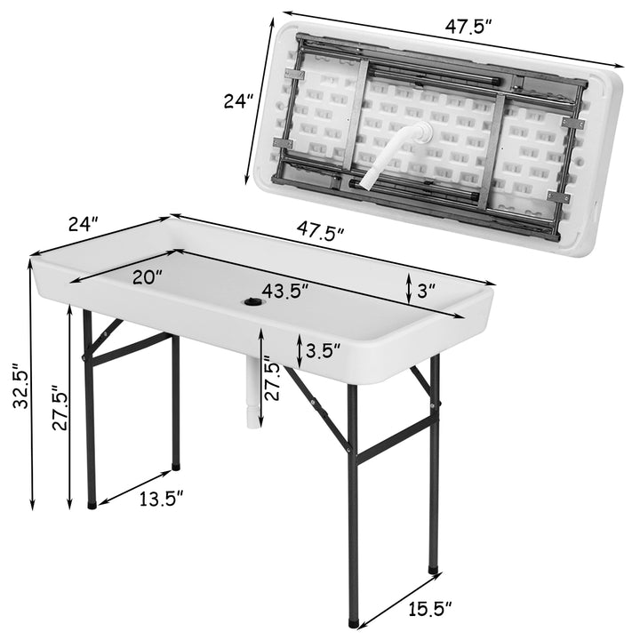 4 Foot Party Ice Folding Table Plastic with Matching Skirt White Image 4