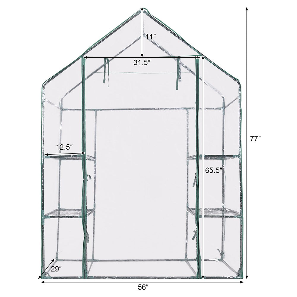 Portable Mini Walk In Outdoor 3 Tier 6 Shelves Greenhouse Image 2