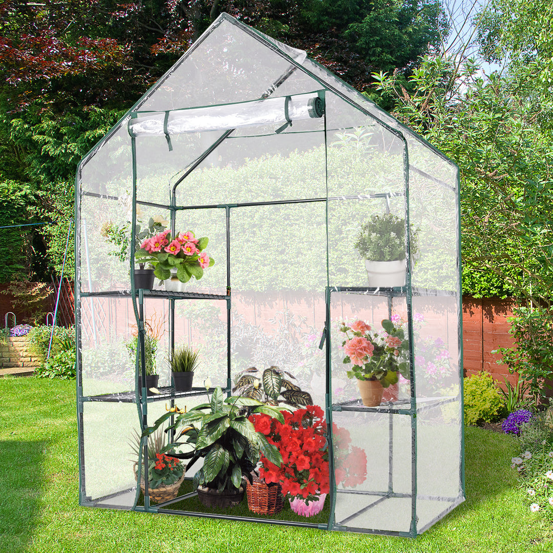 Portable Mini Walk In Outdoor 3 Tier 6 Shelves Greenhouse Image 3