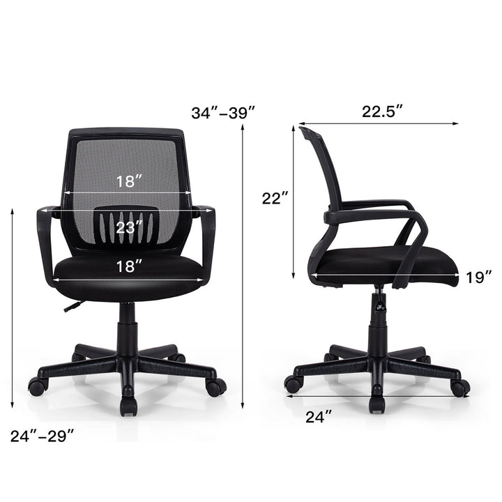 Mid-Back Mesh Chair Height Adjustable Executive Chair w/ Lumbar Support Image 2