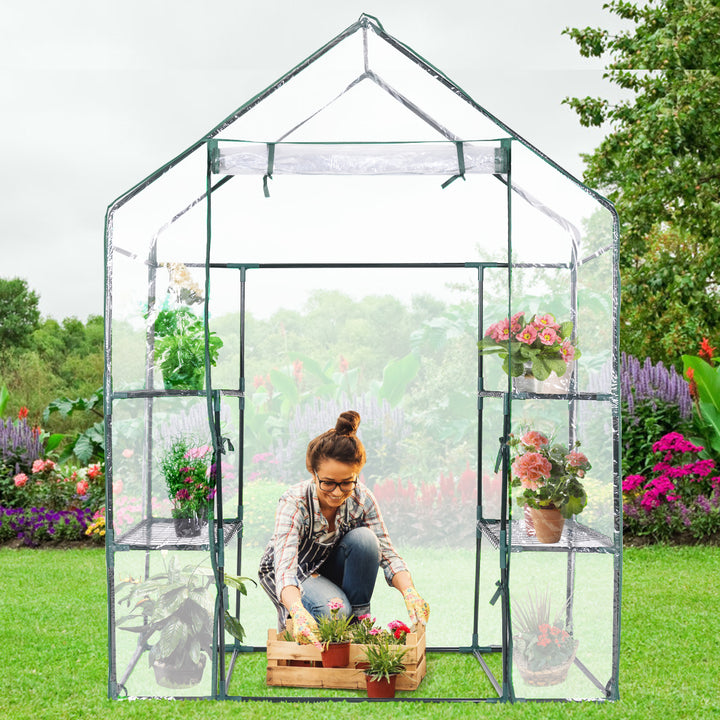 Portable Mini Walk In Outdoor 3 Tier 6 Shelves Greenhouse Image 4