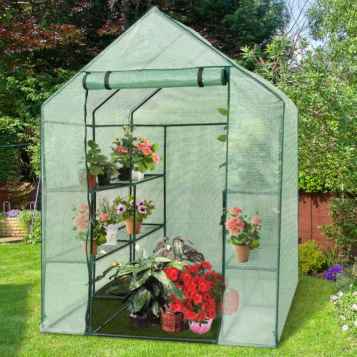 Portable Mini Walk In Outdoor 2 Tier 8 Shelves Greenhouse Image 3