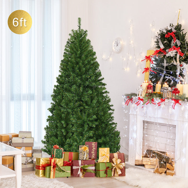 6Ft Pre-Lit Artificial Christmas Tree Hinged 350 LED Lights Image 2