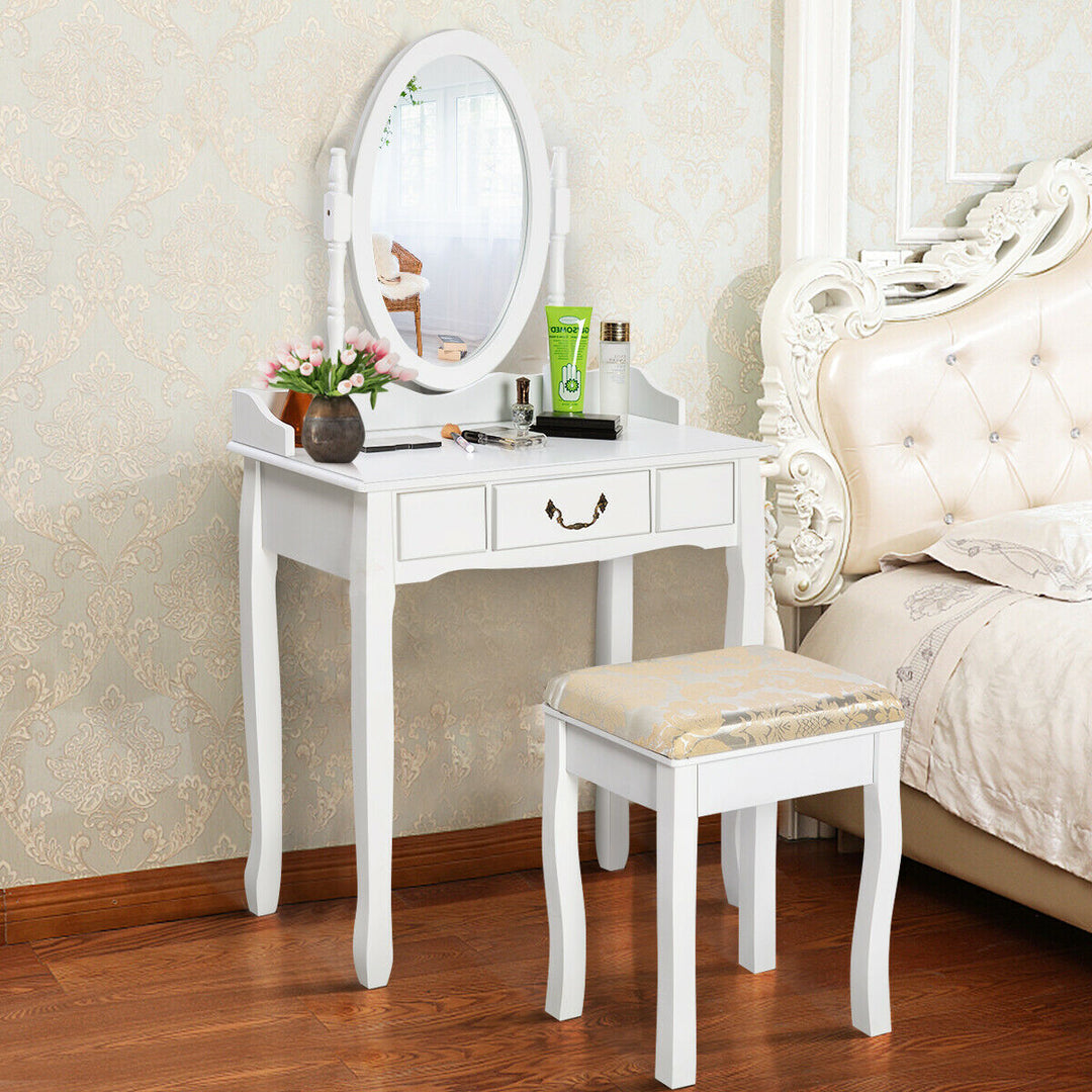 Vanity Table Jewelry Makeup Desk Bench Dresser Stool Image 1