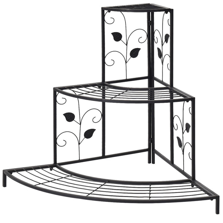 3 Tier Floral Corner Plant Stand Metal Flower Pot Rack Stair Display Ladder Image 4