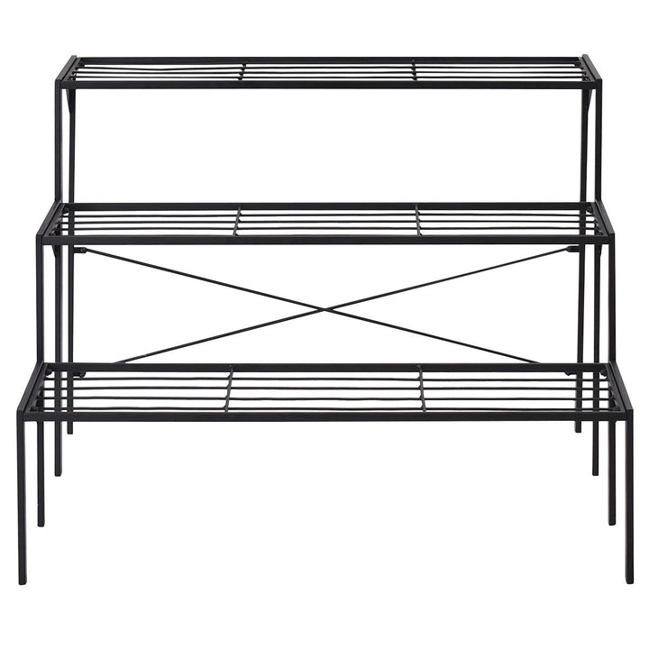 3 Tier Shelf Flower Plant Display Stand Rack Large Modern Black Metal Heavy Duty Image 4