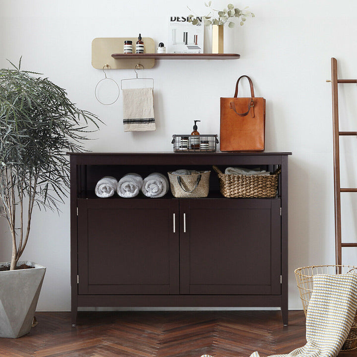 Modern Kitchen Storage 36" Height Cabinet Buffet Server Table Sideboard Dining Wood Brown Image 2