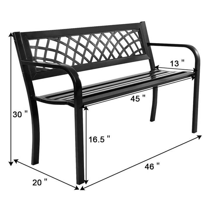 Patio Park Garden Bench Porch Path Chair Outdoor Deck Steel Frame Image 3