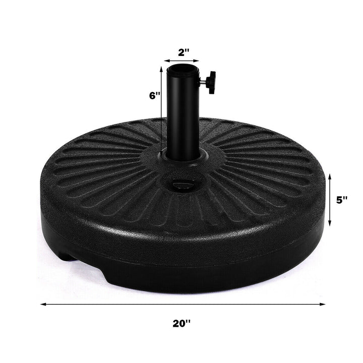 20 Round 23L Water Filled Umbrella Base Stand Self-filled Patio Furniture Black Image 2