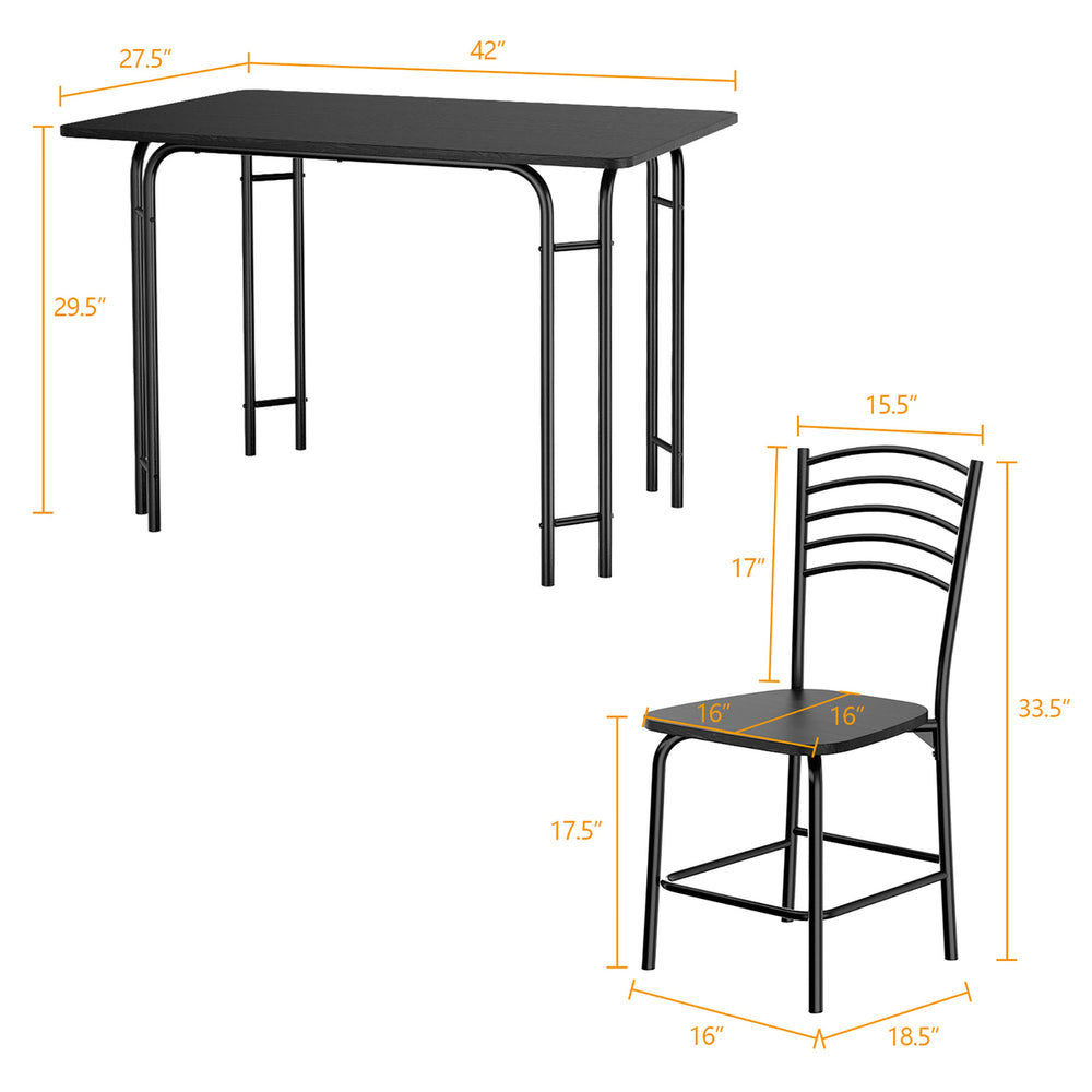 5 Pcs Modern Dining Table Set 4 Chairs Steel Frame Home Kitchen Furniture Black Image 2