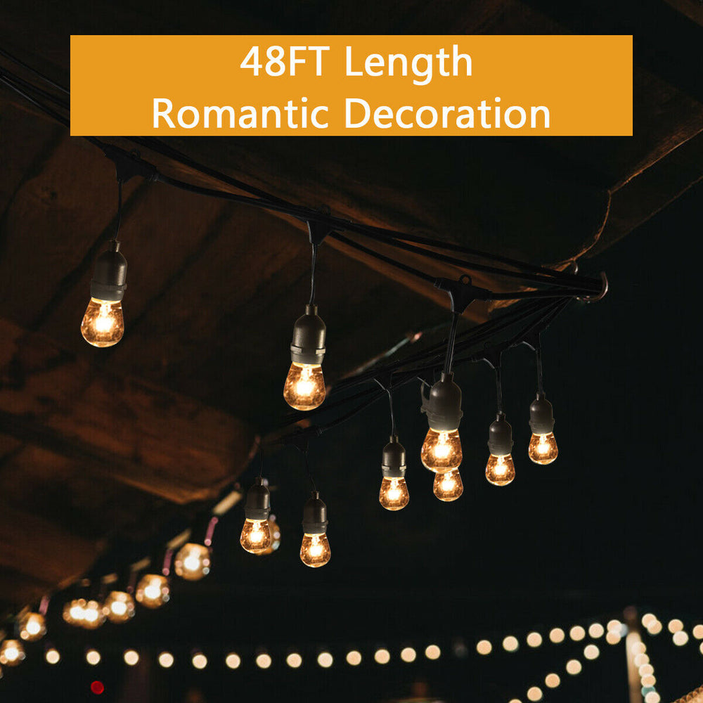 48FT LED Outdoor Waterproof Commercial Grade Patio Globe String Lights Bulbs Image 2