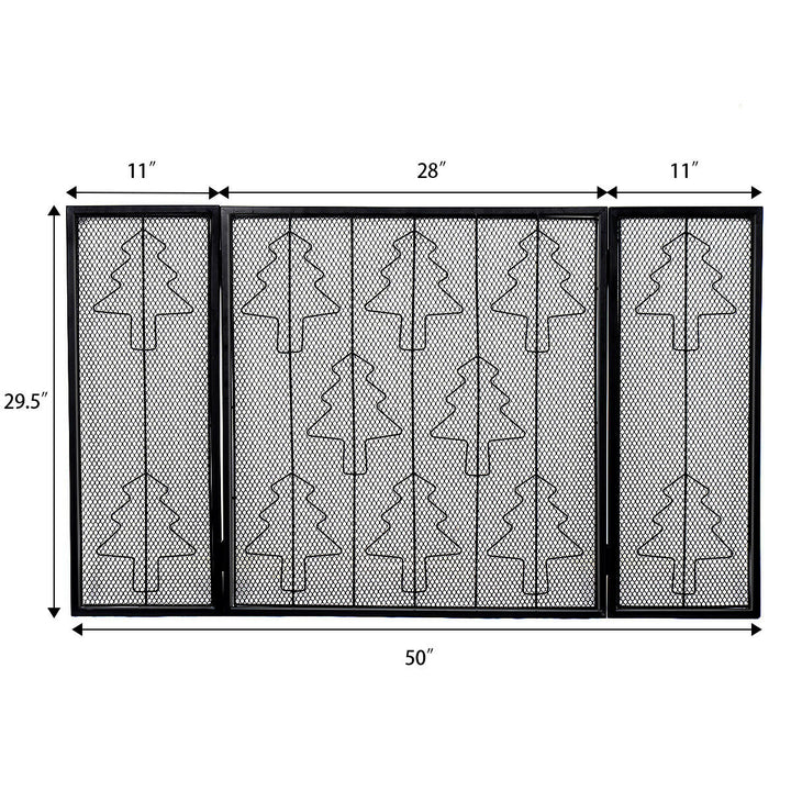 Folding 3 Panel Steel Fireplace Screen Doors Heavy Duty Christmas Image 2