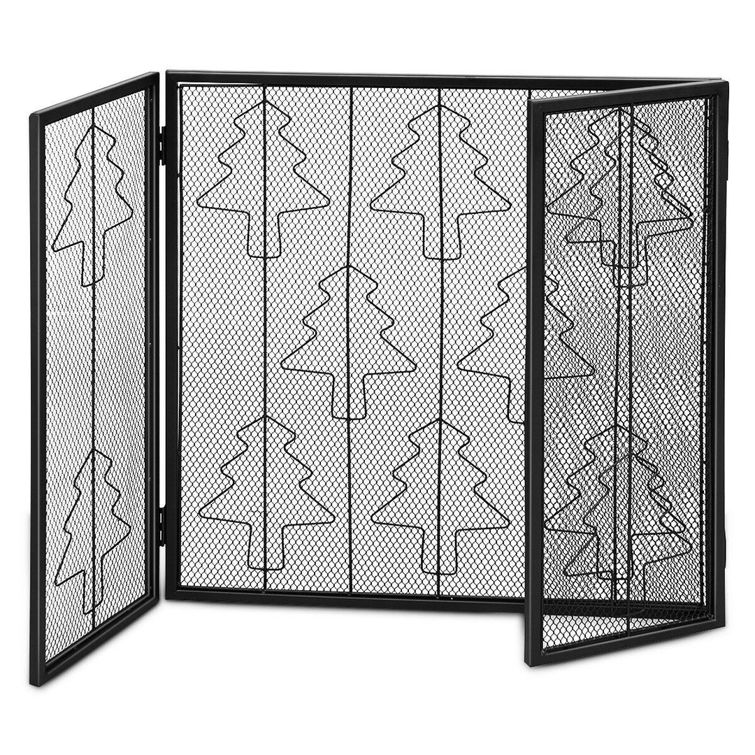 Folding 3 Panel Steel Fireplace Screen Doors Heavy Duty Christmas Image 3