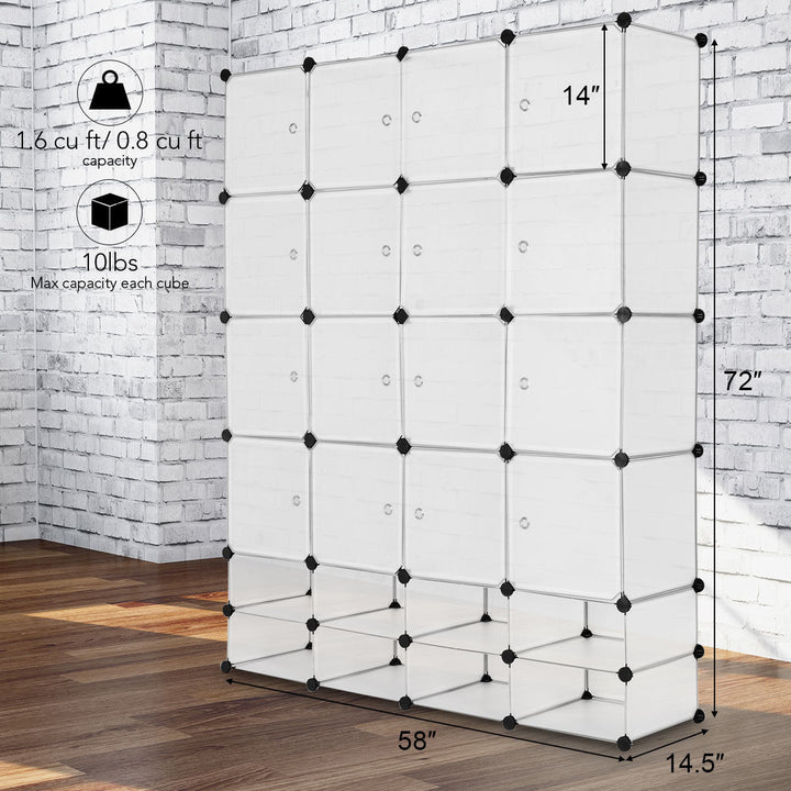 DIY 24 Cube Portable Clothes Wardrobe Cabinet Closet Storage Organizer W/Doors Image 2